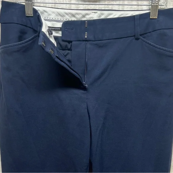 Talbots Hampshire Ankle Trouser Pants Womens 8 Navy Blue Button Cuff Stretch - Picture 7 of 14